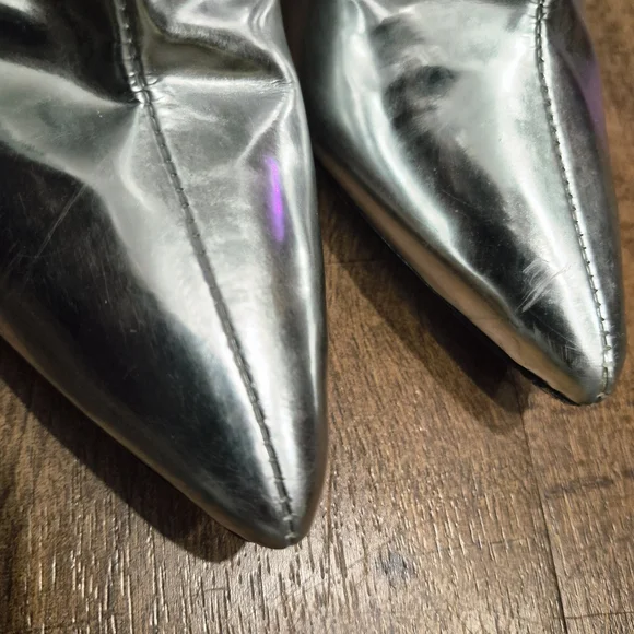 SCHUTZ Silver Metallic Pointed Ankle Booties - Picture 4 of 12
